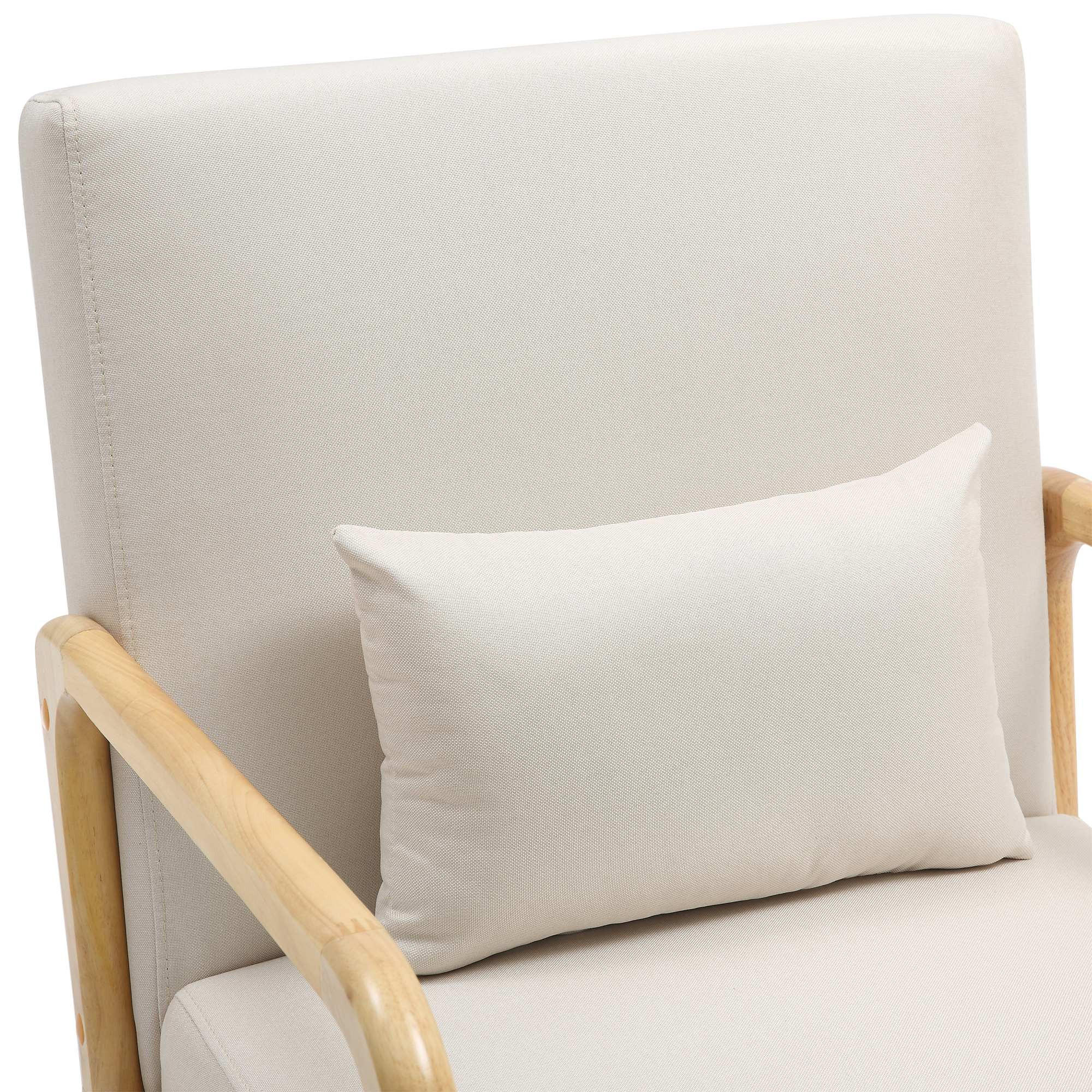 SESSEL Holz creme - Eukalyptusholzfarben/Creme, Holz/Textil (64/74/80cm) - CLP