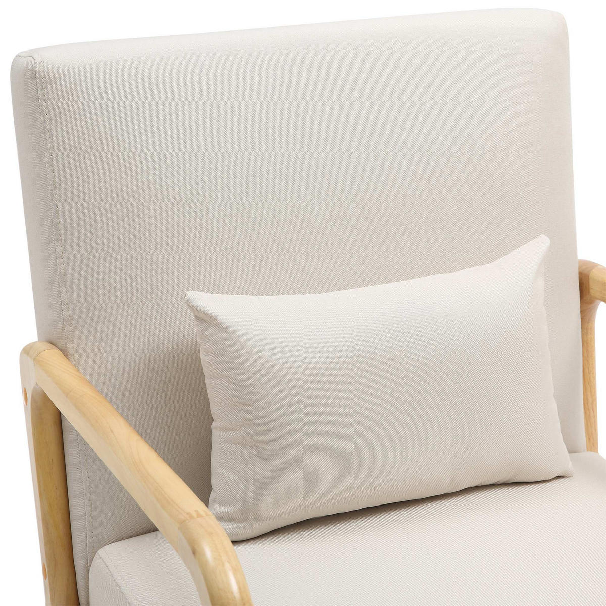 SESSEL Holz creme - Eukalyptusholzfarben/Creme, Holz/Textil (64/74/80cm) - CLP
