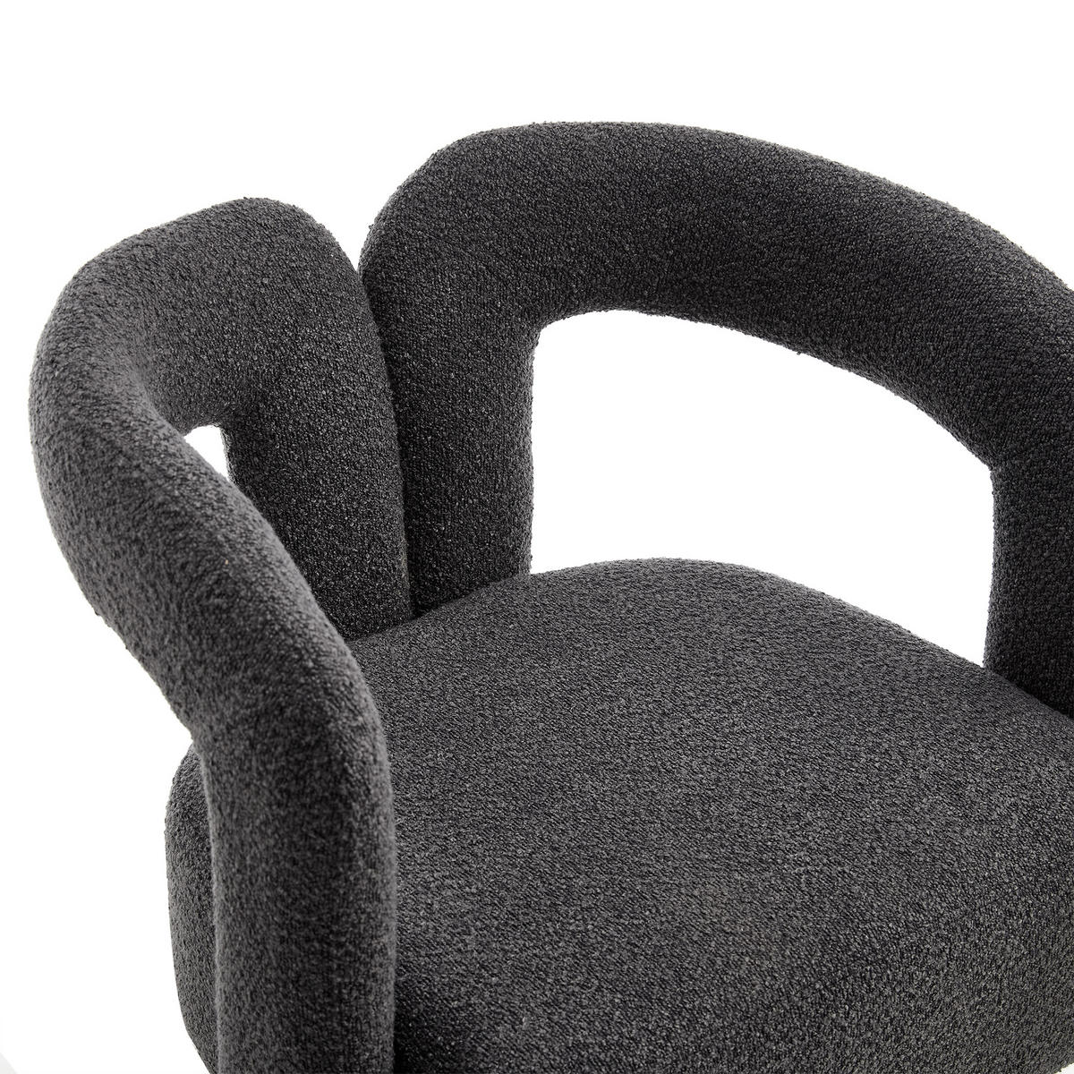 SESSEL Bouclé Dunkelgrau drehbar - Dunkelgrau, Holzwerkstoff/Textil (67/74/54cm) - WISHDOR