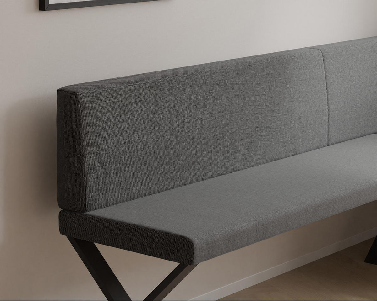 ECKBANK rechts VERO X Webstoff glatt, 168/128 cm Dunkelgrau - Dunkelgrau, Textil/Metall (128/168cm) - Idohome