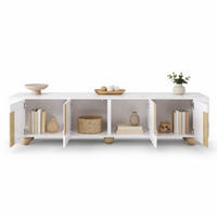 TV-LOWBOARD aus MDF und Spanplatte 180x40x44 cm Weiß-Holzfarben mit 4 Türen - Weiß, Holzwerkstoff (180/44/40cm) - IVMEU