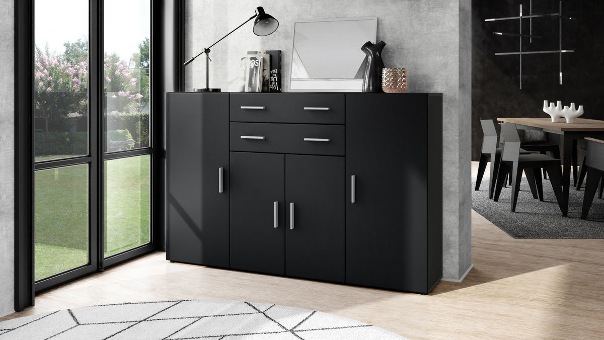 HIGHBOARD Aron Fronten in Schwarz matt - Schwarz, Holzwerkstoff (166.5/106.5/35cm) - Vladon