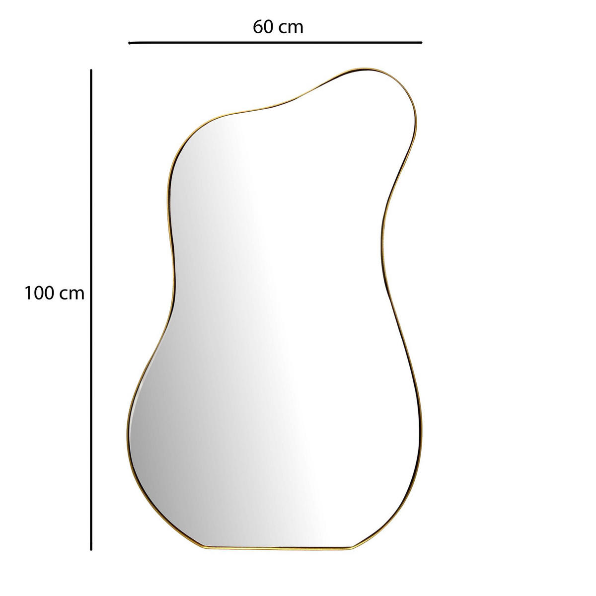 WANDSPIEGEL Asymmetrisch Metall Gold 60x100 cm Moderner Rahmen - Goldfarben, Glas (60/100/3cm) - KADIMA DESIGN