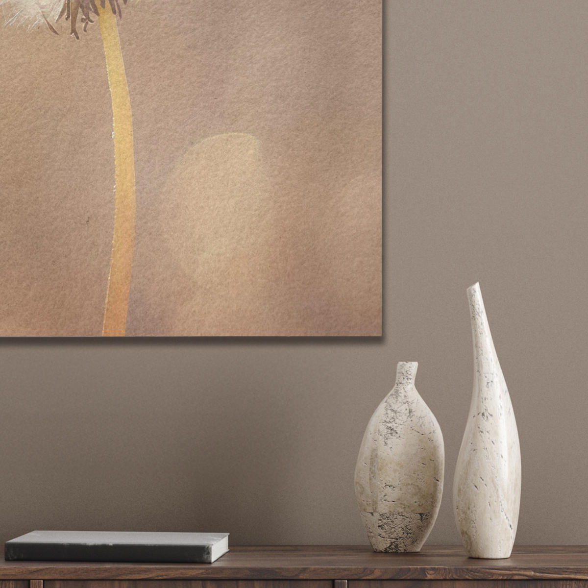 AKUSTIKBILD Löwenzahn - Beige - Natur - Blume Kunstdruck Schlafzimmer 50x70 cm - Hellbraun, Kunststoff (50/70/0.9cm) - MuchoWow