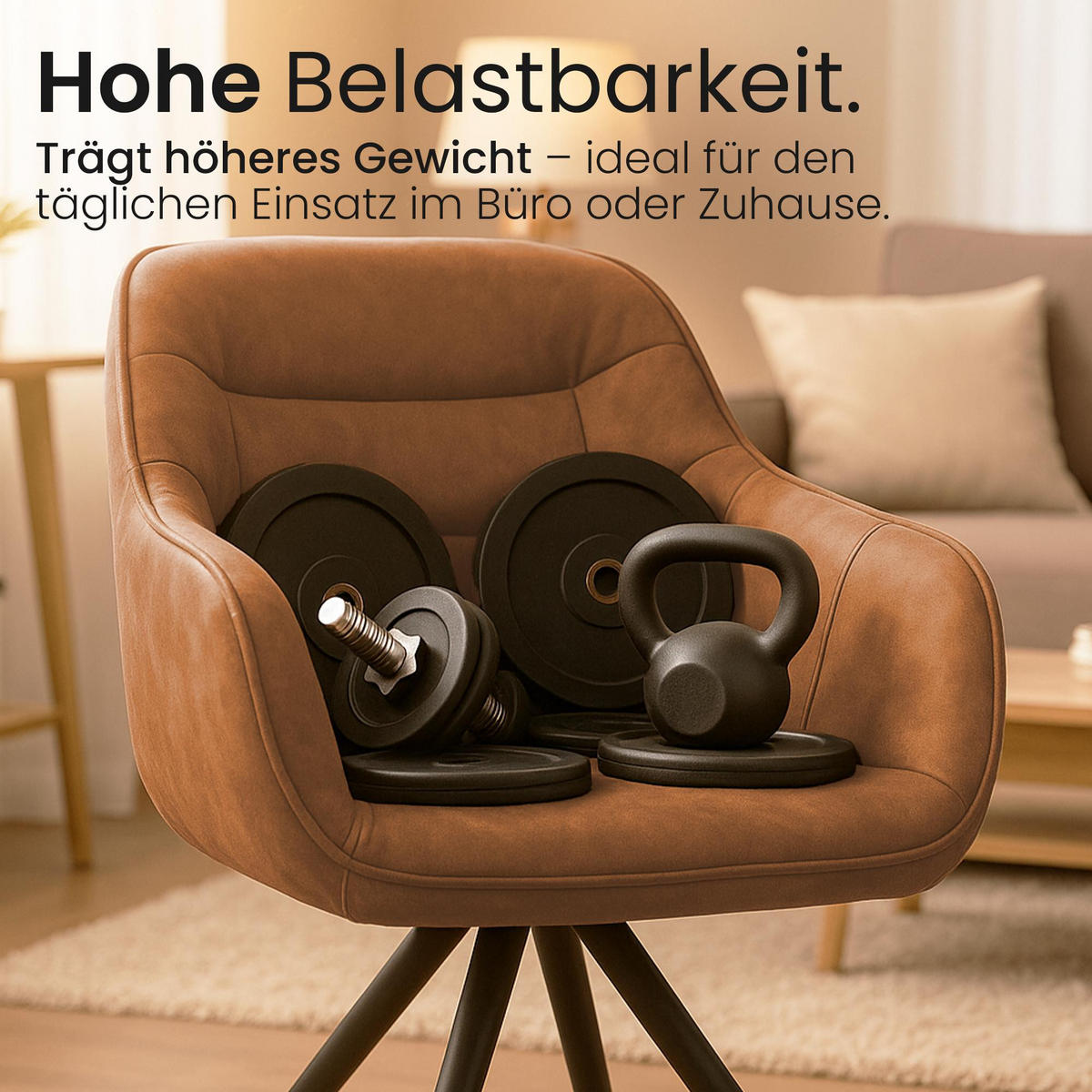 ARMLEHNENSTUHL Vintage Stoff hellbraun - Hellbraun/Schwarz, Textil/Metall (57/90/63cm) - CLP