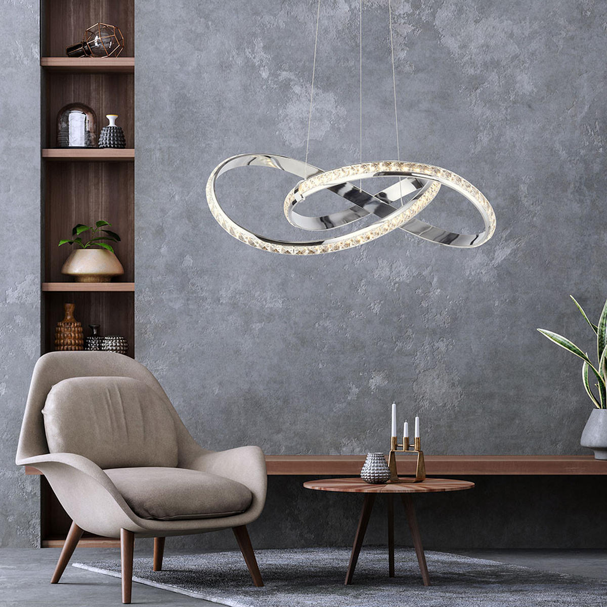 LED HÄNGELEUCHTE Metall Chrom Silber - Silberfarben, Metall (57/57/120cm)