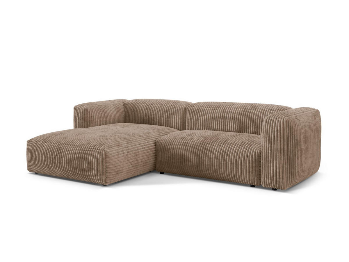 ECKSOFA modular links Martina aus Cord eichel 2 Sitzplätze - Rotbraun, Textil (176/283cm) - Micadoni