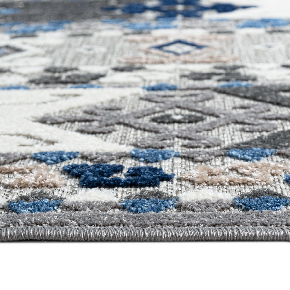 TEPPICH In-Outdoor Blue Ethnische - Kurzflor Rechteckig Grau - 140 x 200 cm - Blau, Textil (140/200cm) - Mazovia