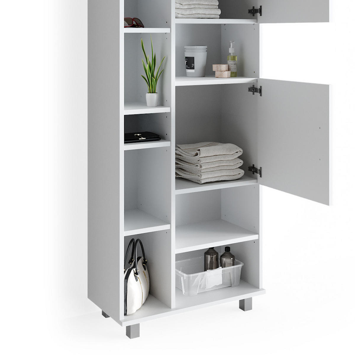 BADSCHRANK Ilias Weiß 60 x 190 cm - Weiß, Holzwerkstoff (60/190/30cm) - Vicco