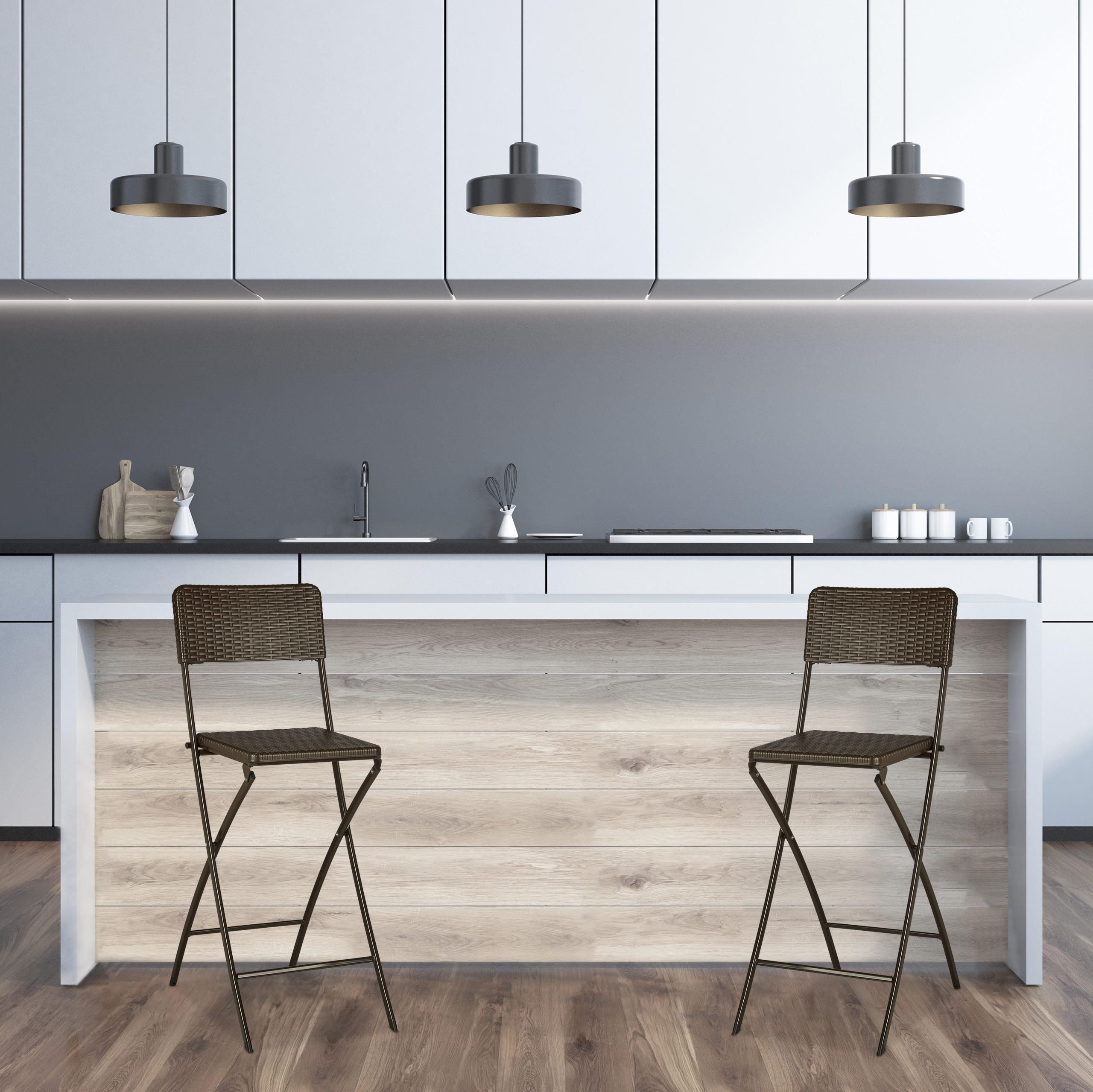 2XBARHOCKER - Dunkelbraun/Braun, Kunststoff/Metall (44/115/63cm) - Relaxdays