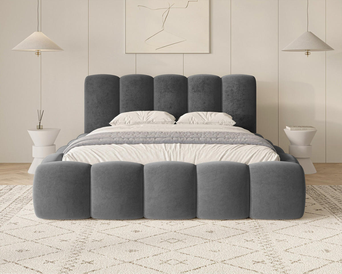 POLSTERBETT - Bett 18 - 140x200 - Anthrazit (Riviera 97) - Anthrazit, Holzwerkstoff (140/200cm) - Möblo