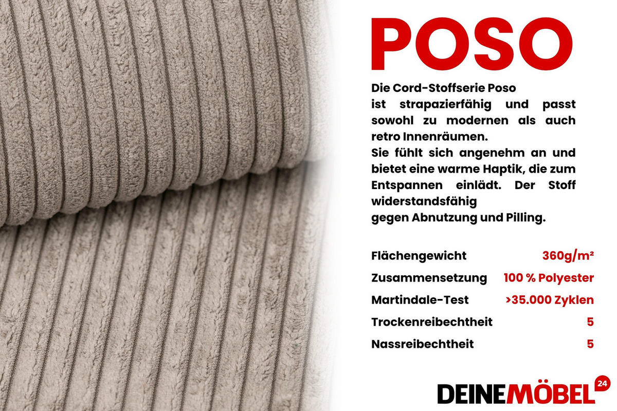 POLSTERBETT BELLA 90/200 cm in Cord Beige - Beige, Holz/Holzwerkstoff (90/200cm) - Deine Möbel 24