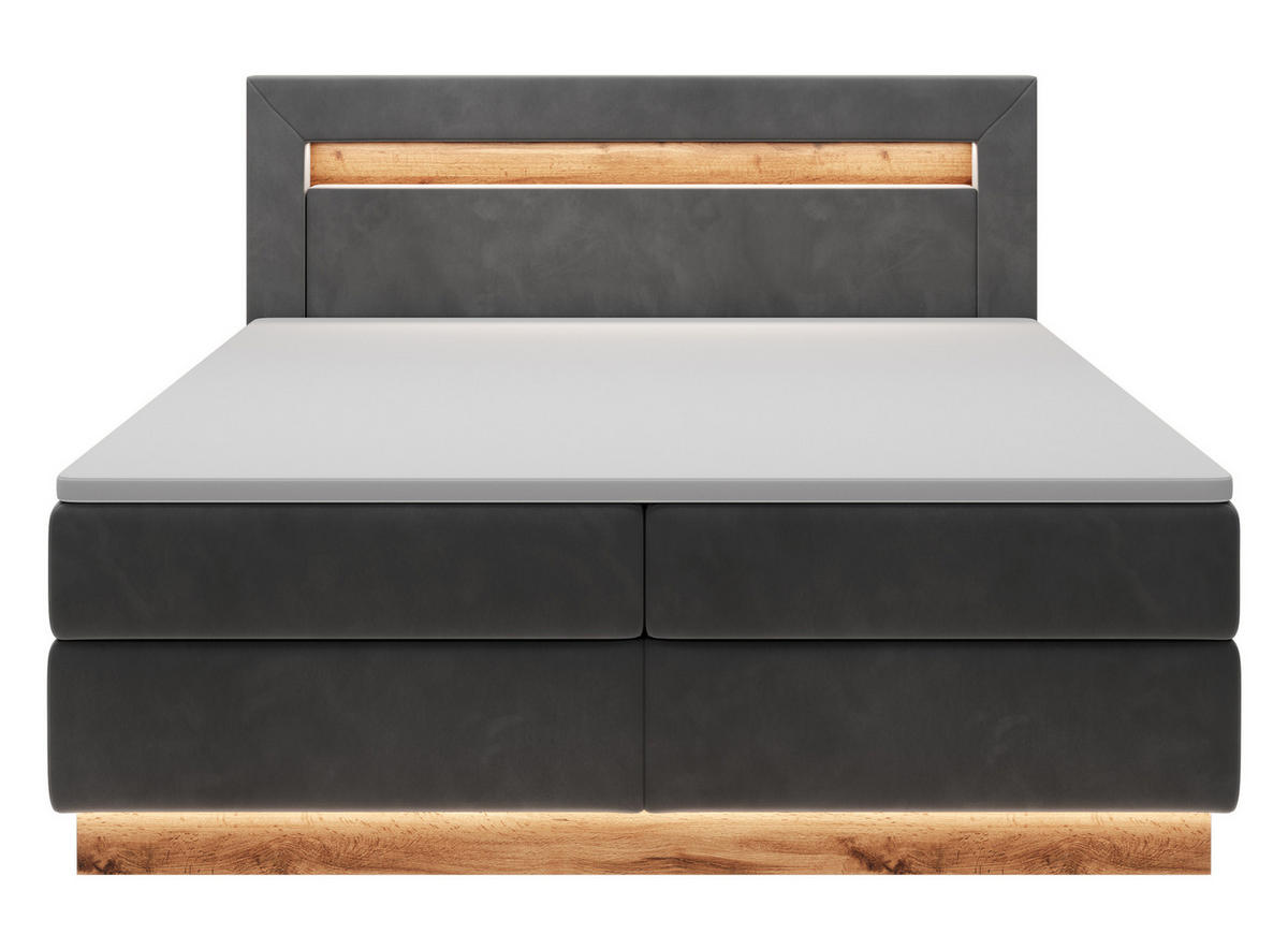 BOXBETT Promie Grafitgrau Velours 140/200 cm - Dunkelgrau, Textil (140/200cm) - Selsey