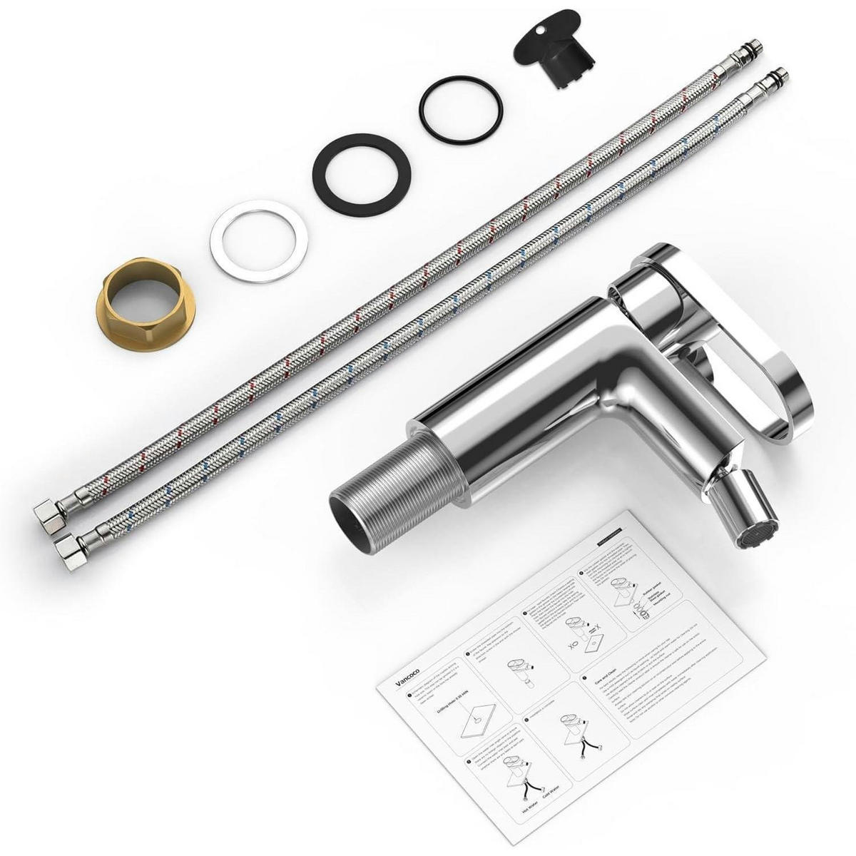 WASCHTISCHARMATUR mit 360° Drehfunktion Chrom Wassersparend - Silberfarben, Metall (13.5/11/13.9cm)