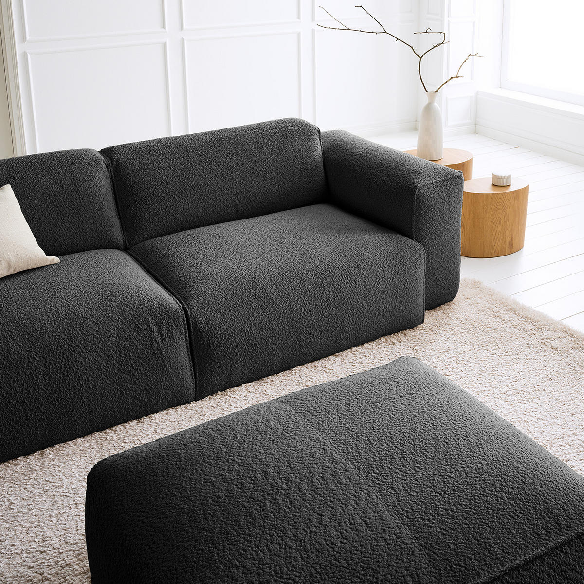 3-SITZER SOFA - Anthrazit/Schwarz, Kunststoff/Textil (251/71/102cm) - home24