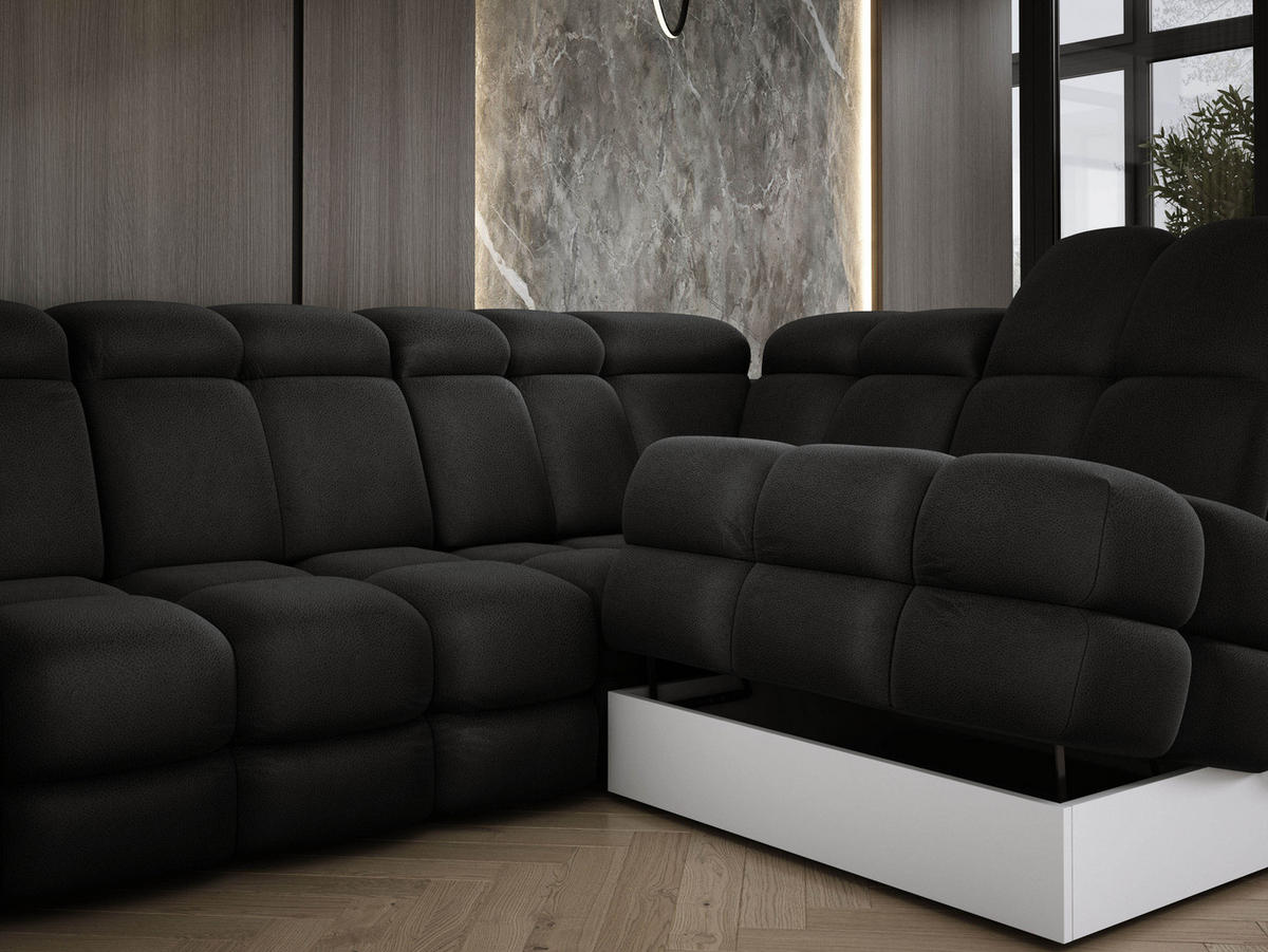 ECKSOFA TOLLO Solar-stoff L-form 302x217x105 cm anthrazit - Schwarz, Holz/Textil (217/302cm) - DomoHome