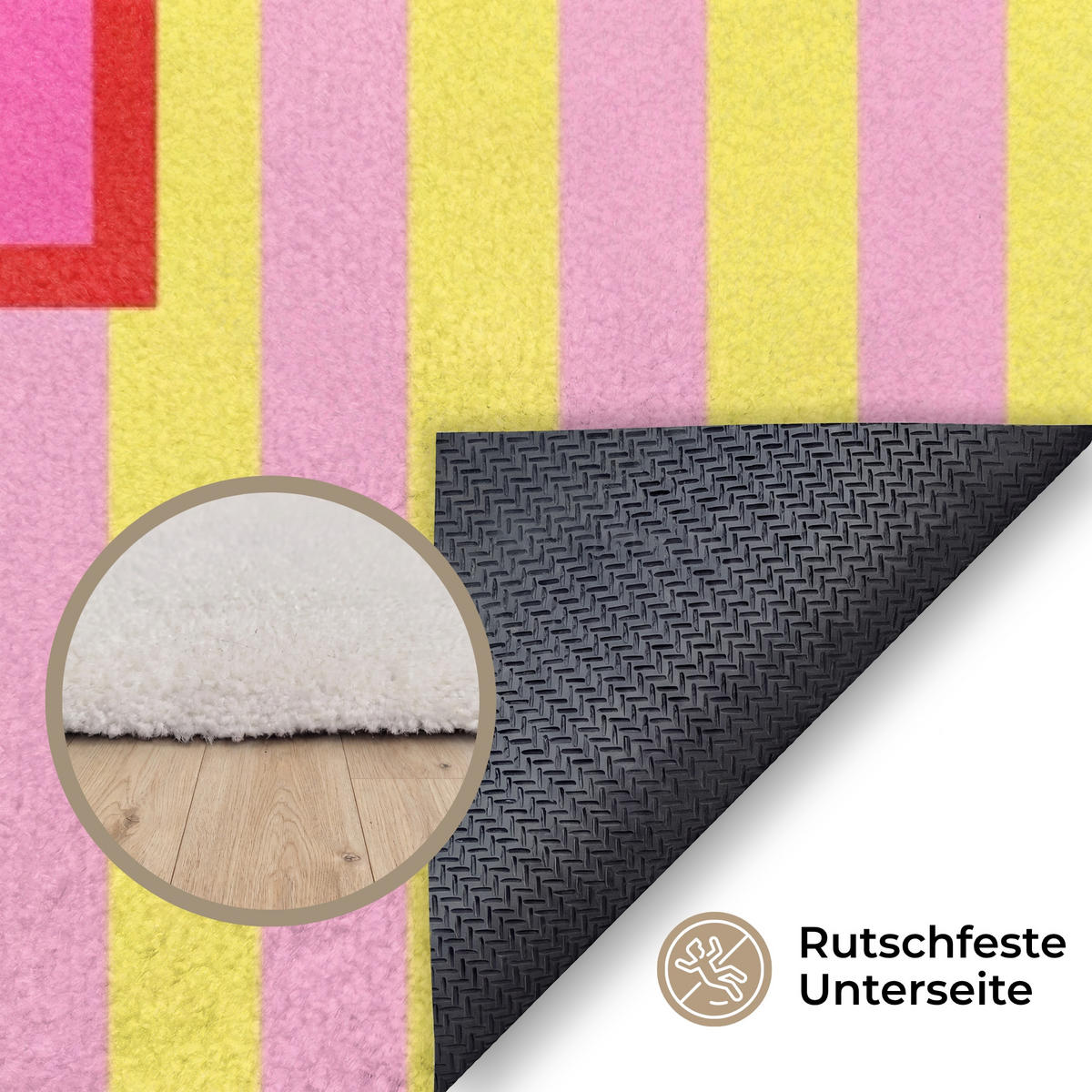 TEPPICH - Text - Streifen - Rosa - 230x150 cm - Pink, Kunststoff/Textil (230/0.4cm) - OnlyWow
