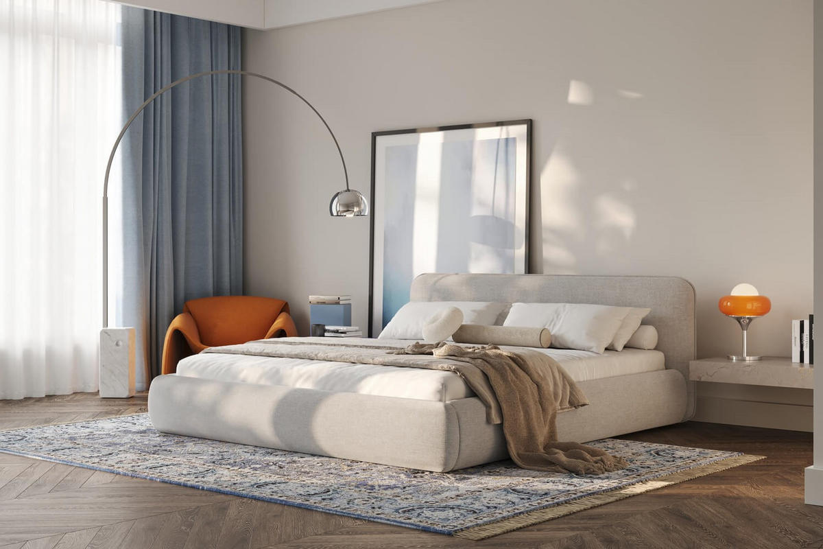 POLSTERBETT ODETTE mit Bettkasten, Beige Wind 05 - 160x200cm - Beige/Naturfarben, Holz/Textil (160/200cm) - mybed.