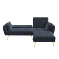 SCHLAFSOFA 191.5x130x80 cm aus Samt L-förmiges 3-Sitzer, beige - Schwarz, Textil (130/191.5cm) - Luhomfu