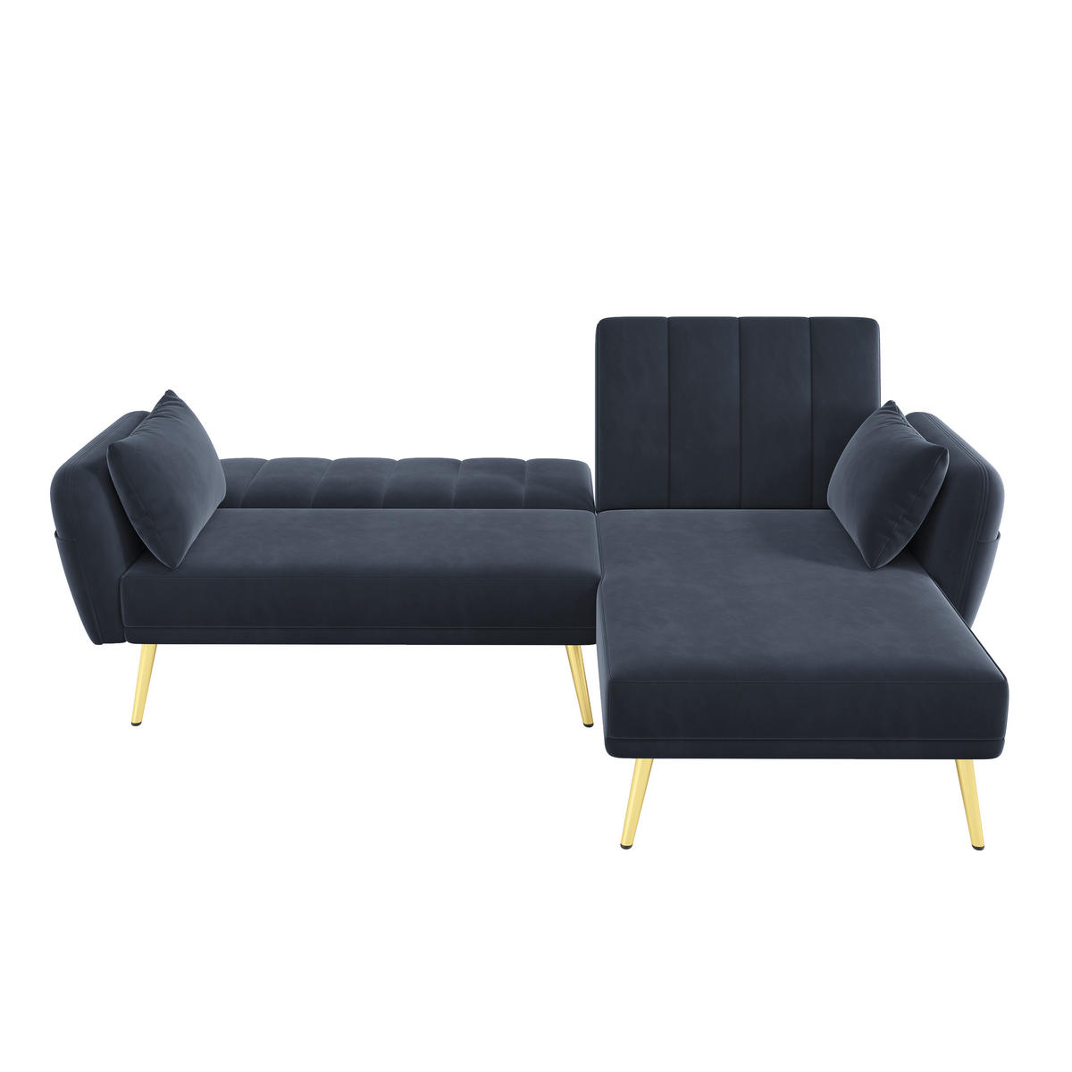 ECKSOFA L-Form Klappbett mit Zusatzecke Schlaffunktion Modern Schwarz - Schwarz, Holz (110.49/70.99cm) - FLIEKS
