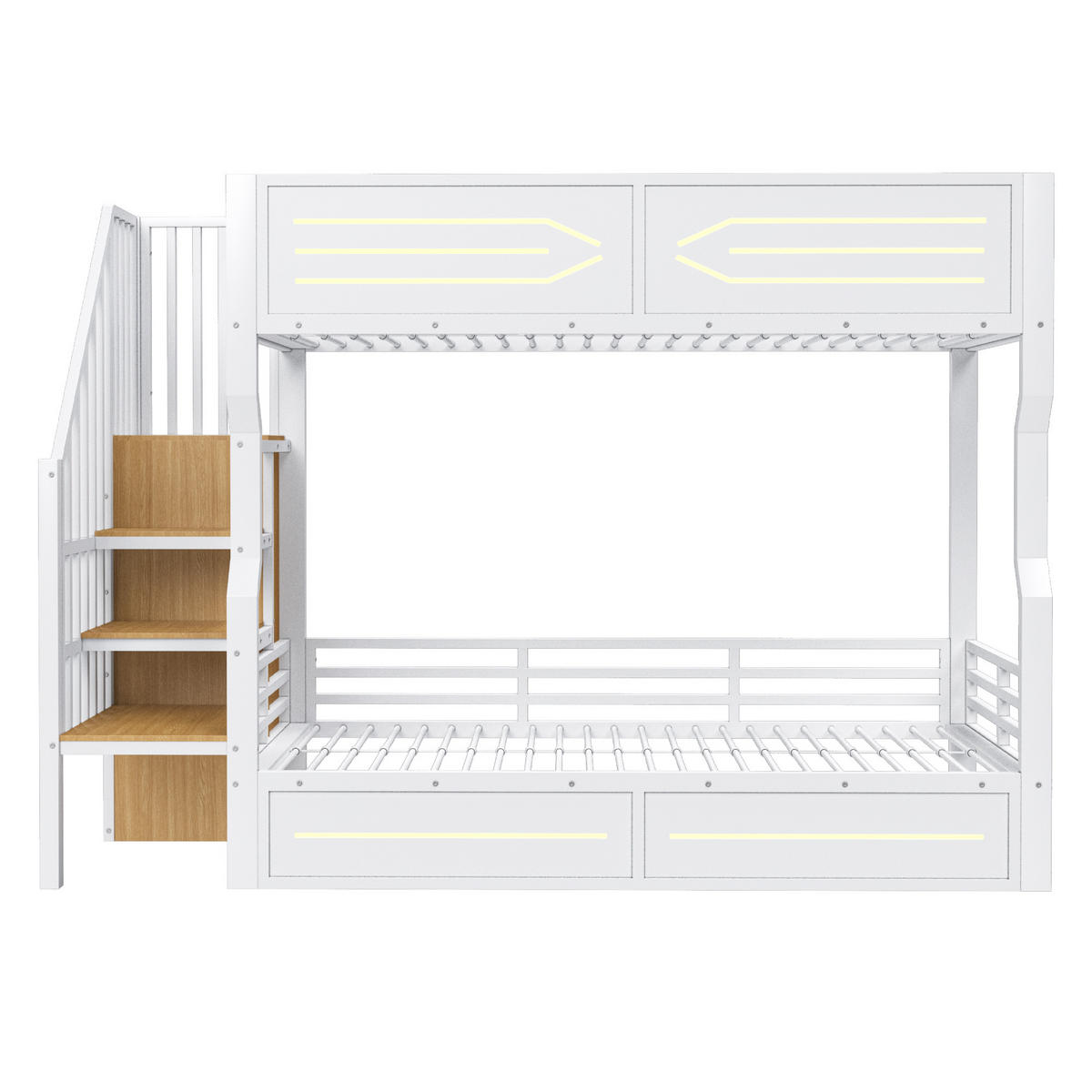 HOCHBETT 90x200 cm LED Stauraum weiß - Weiß, Holzwerkstoff (90/200cm) - Fortuna Lai
