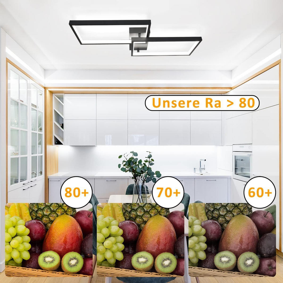 LED-DECKENLEUCHTE Kerrigan 60/29/7cm - Schwarz, Metall (60/29/7cm) - ZMH