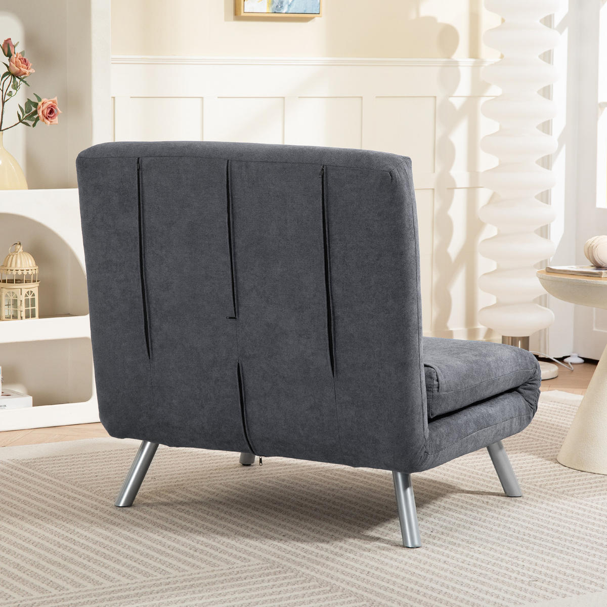 SCHLAFSESSEL DE-08232 3-in-1 mit Bettfunktion, Dunkelgrau - Dunkelgrau, Metall (75/83/80cm) - ComfortXL