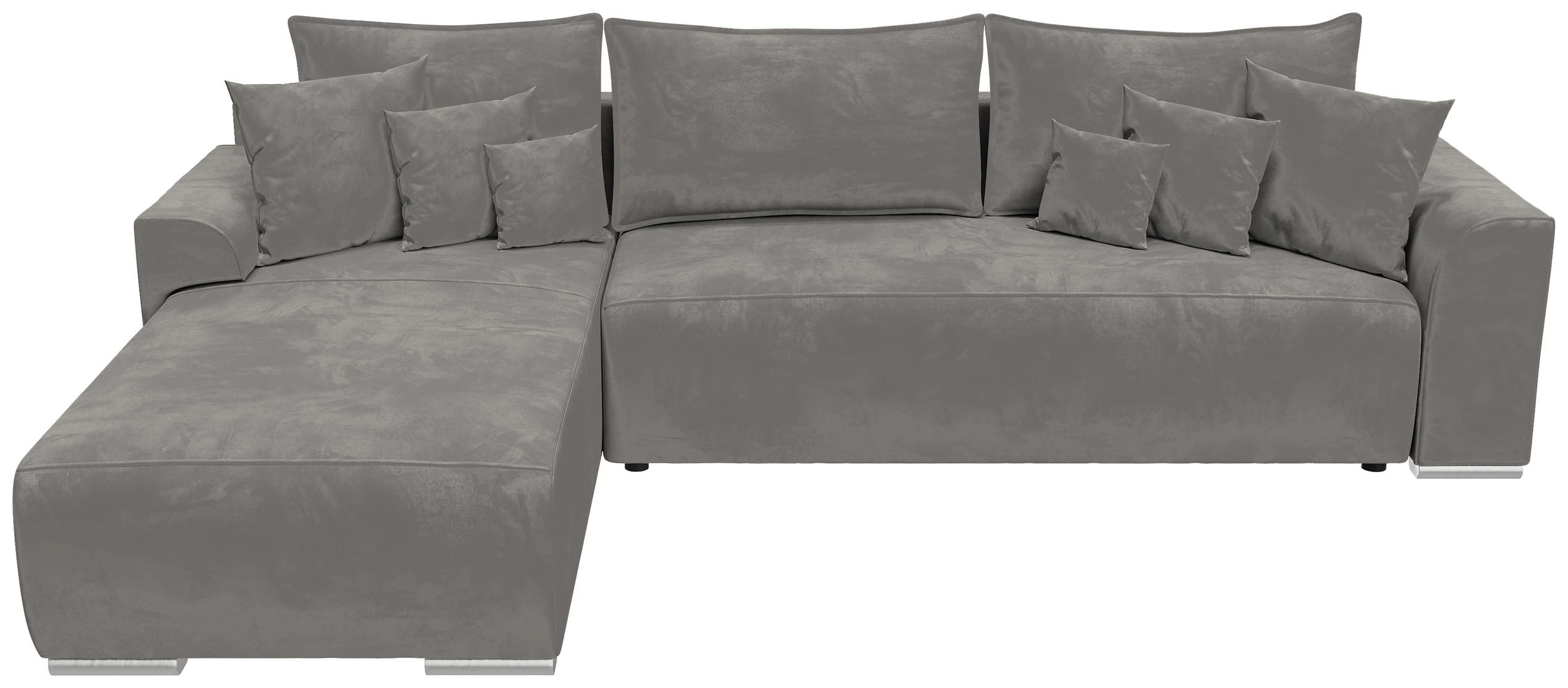 ECKSOFA Sydney mit Schlaffunktion Grau Plüsch - Grau, Textil (280/184cm) - Bromarkt