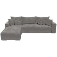 ECKSOFA Sydney mit Schlaffunktion Grau Plüsch - Grau, Textil (280/184cm) - Bromarkt