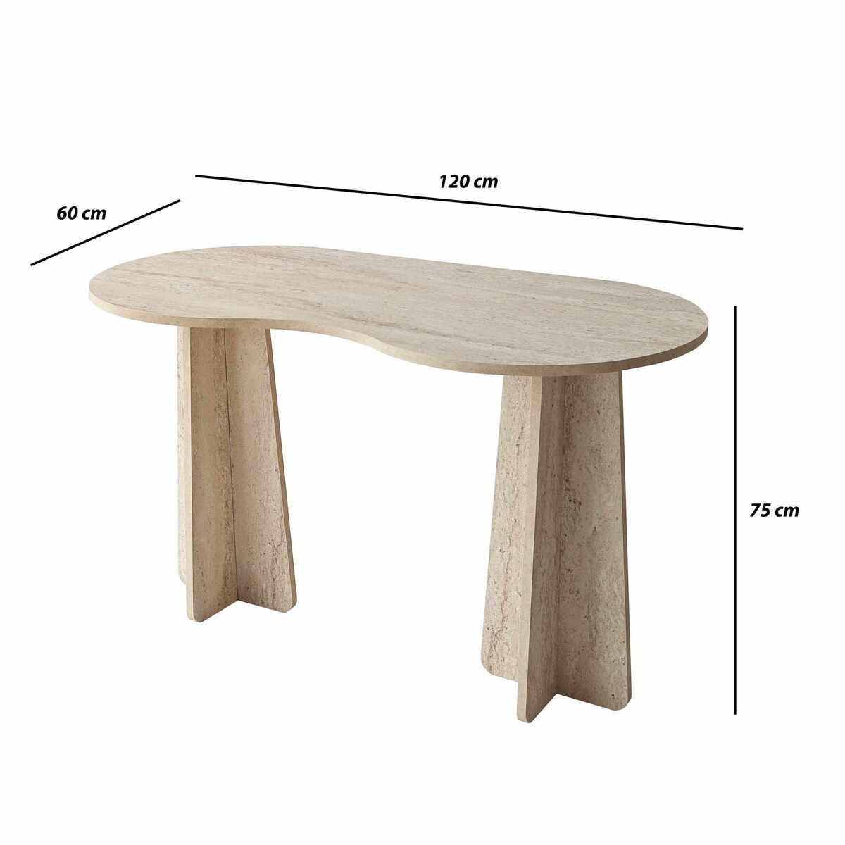 SCHREIBTISCH mit organisch-form Tischplatte 120/60/75 cm - Beige, Holzwerkstoff (8.5/60/75cm) - Calicosy