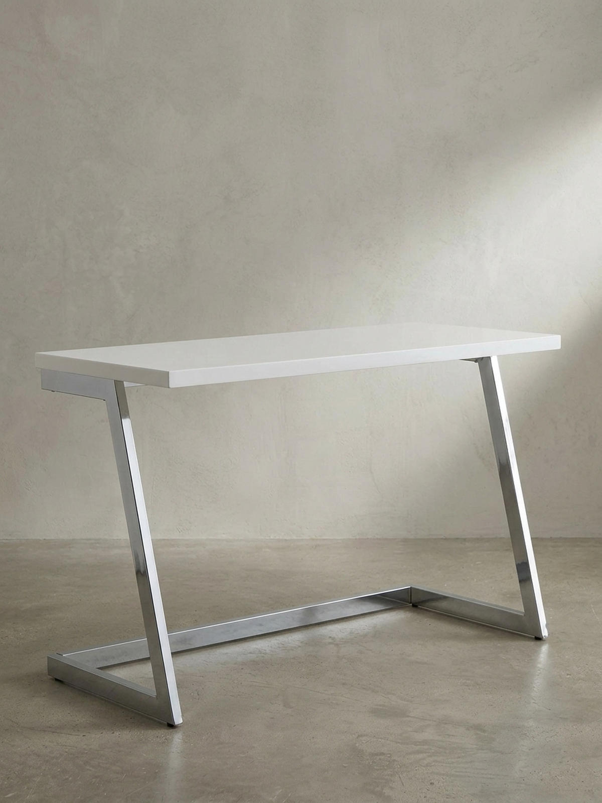 SCHREIBTISCH Hochglanz Metallgestell SARNOT, Silber 120x55x76 cm - Silberfarben, Holz/Metall (55/120/76cm) - KADIMA DESIGN