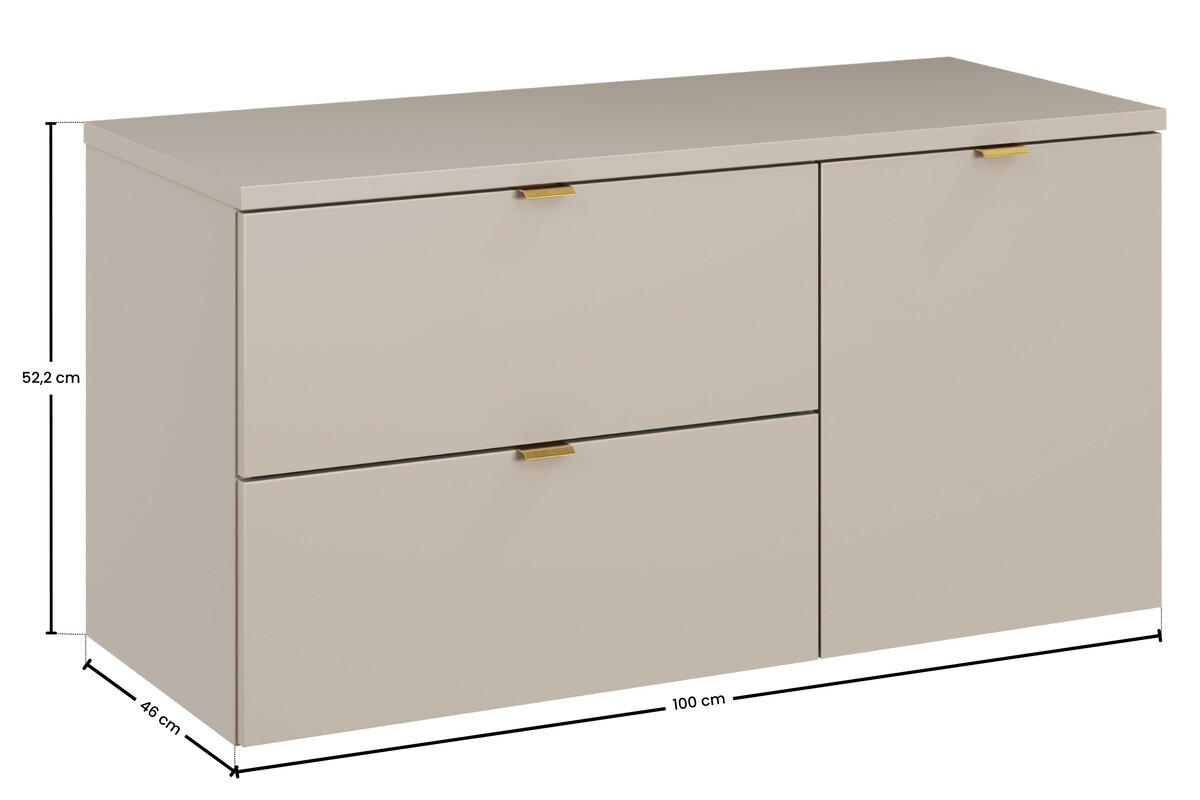 WASCHTISCHUNTERSCHRANK 60 cm 3Teile - Dalia Cashmere D BM358 in Kaschmir/Matt - Kaschmir, Holz (60/50/48cm)