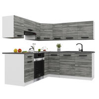 KUCHYNSKÁ linka Italia 6 360 cm, s pracovnou doskou, sivá Glamour - svetlosivá, drevo (360/143/60cm) - B BELINI GROUP