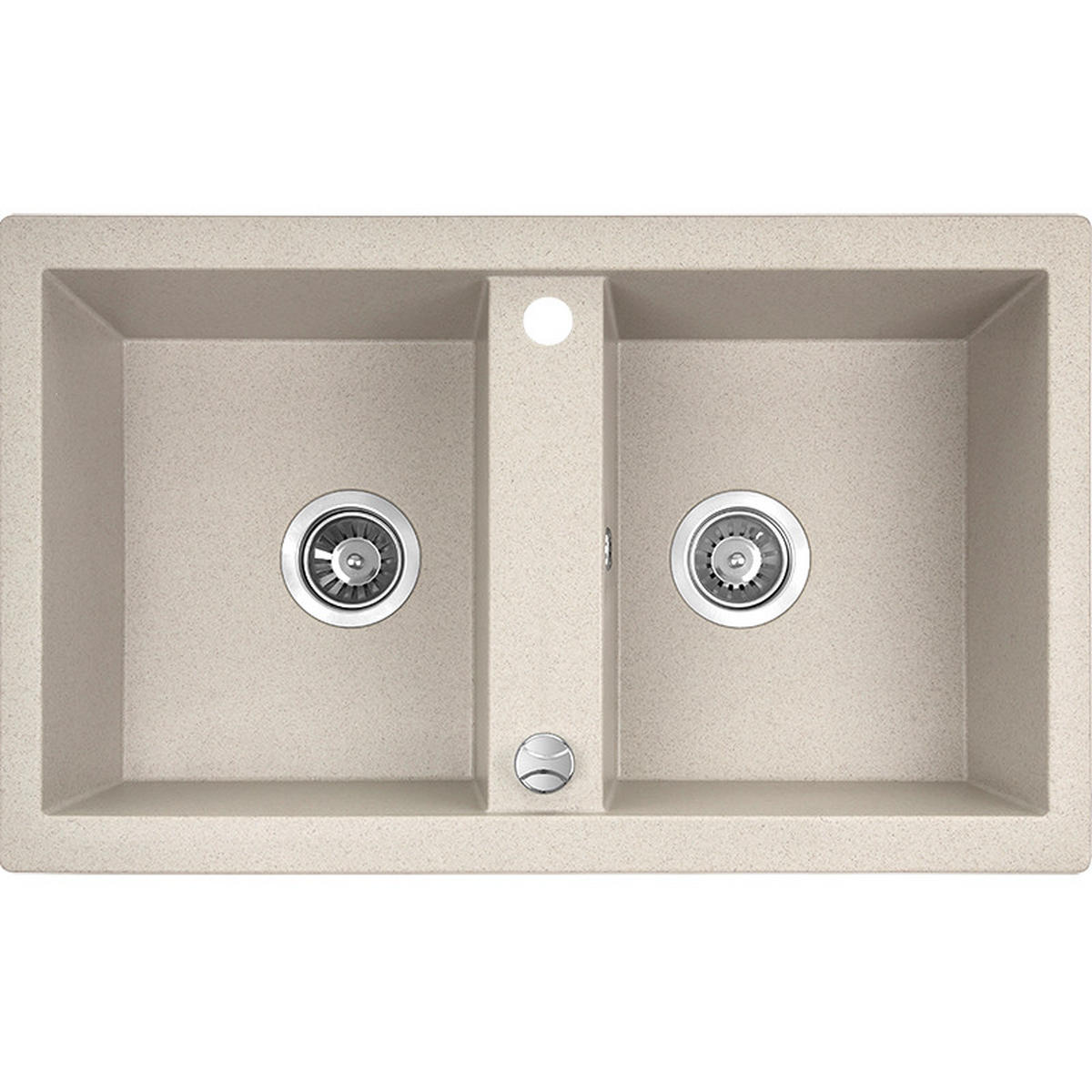 EINBAUSPÜLE Barbados Beige, Doppelbecken, 48/78/18,5 cm - Beige, Stein (48/18.5/78cm) - bad land