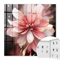 SCHLÜSSELBOX Weiß 30x30 cm – Türöffnung nach rechts - Rosa Blume - Pink, Metall (30/30/5cm) - TULUP