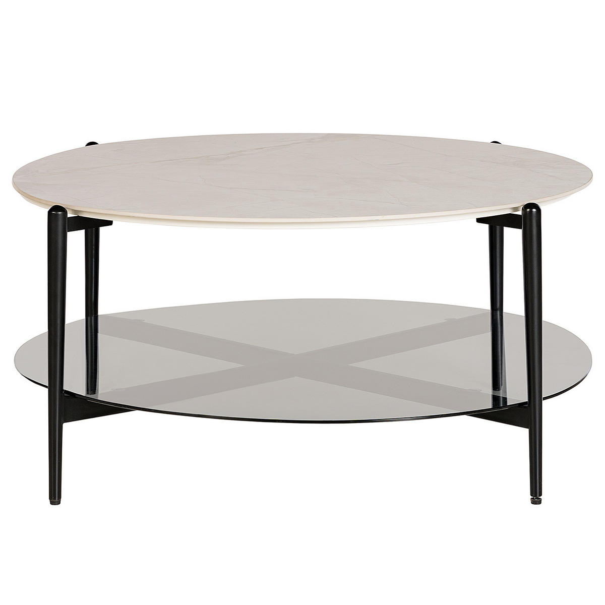 COUCHTISCH - Keramik / Stahl - Weiß, Keramik (94/94/40cm) - home24