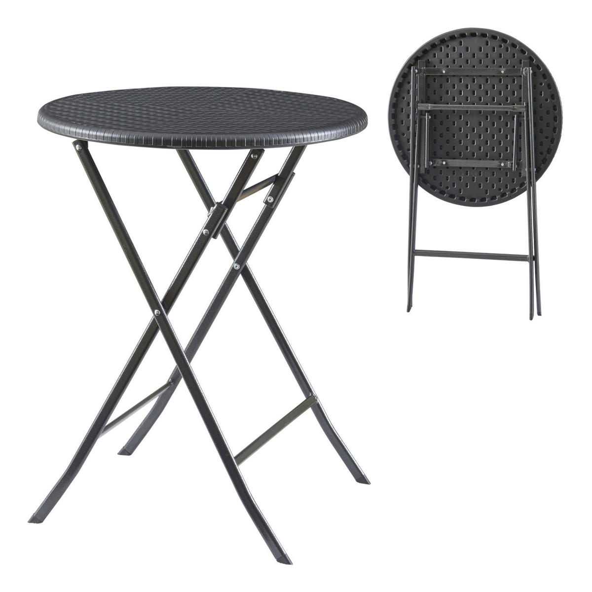 KLAPPTISCH Mark - Schwarz, Kunststoff/Metall (60/60/74cm) - [en.casa]