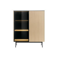 VITRINENSCHRANK - 107 cm x 39 cm - Glas, Holz, Platte - Schwarz, Naturfarben Hell SAYERA - Schwarz/Naturfarben, Glas/Holz (107/127/39cm) - Vente-Unique