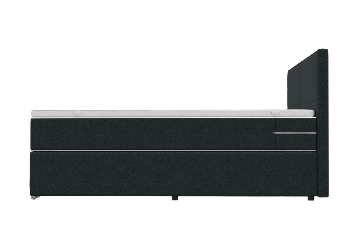 FAMILIENBETT BOXSPRINGBETT Webstoff Anthrazit 240/200 cm - Chromfarben/Anthrazit, Kunststoff/Textil (240/200cm) - 99rooms