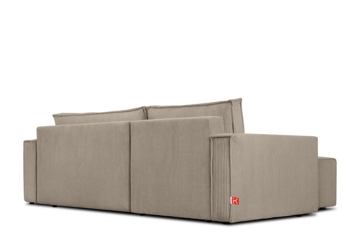 ECKSOFA-LINKS/RECHTS NAPI Schlaffunktion mit Cordbezug, Beige - Beige/Schwarz, Textil (246/148cm) - KONSIMO®