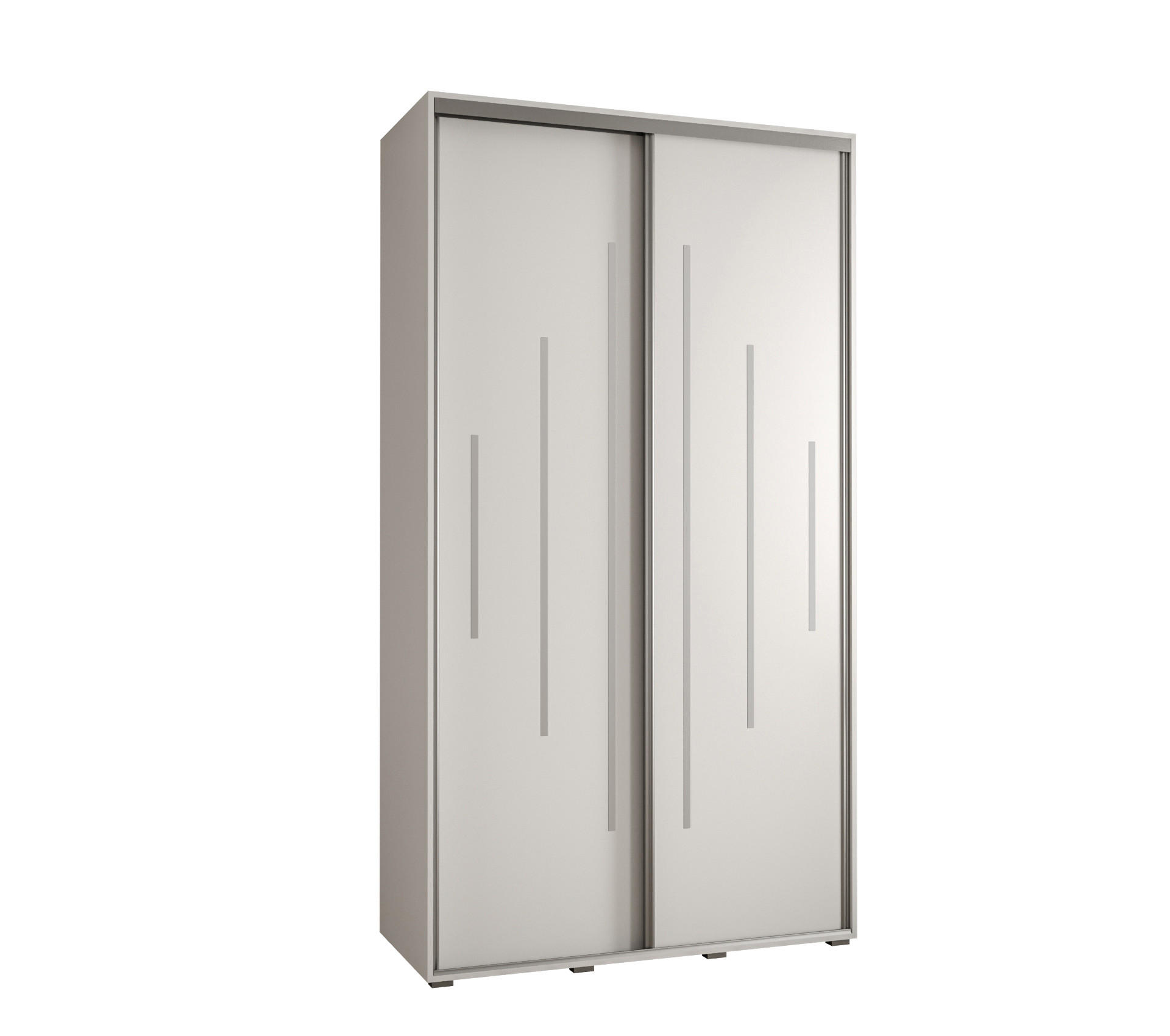 Abiks Möbel Schwebetürenschrank Weiß, Weiß, Silber 130x235x60 cm