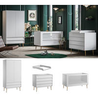 BABYZIMMER Set Bonny - 4-teilig - Weiß - Weiß, Holzwerkstoff (100/191/55cm) - QMM TraumMöbel