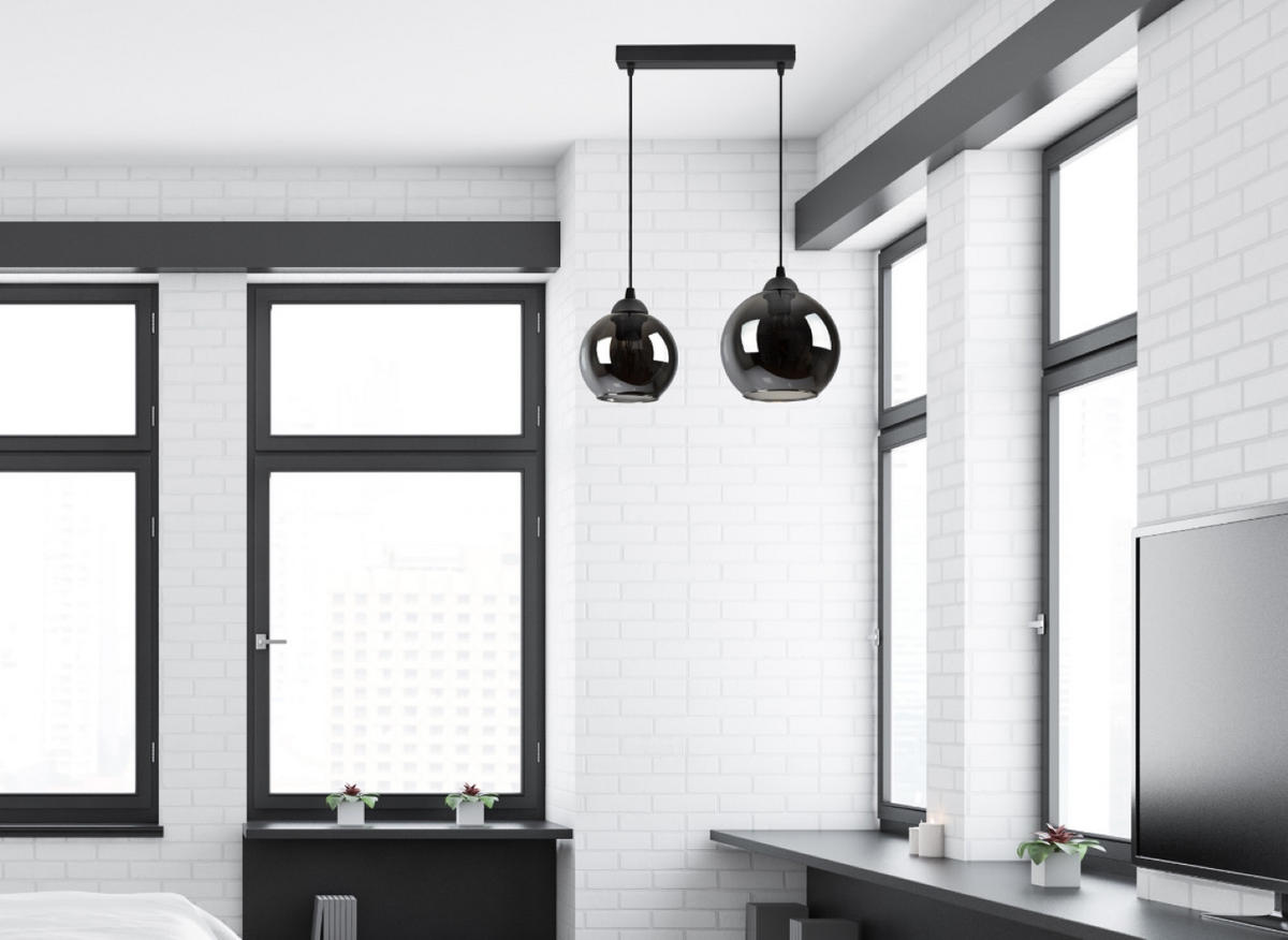 PENDELLEUCHTE HAGEN - Transparent/Anthrazit, Glas/Metall (18/30/80cm) - kiki design