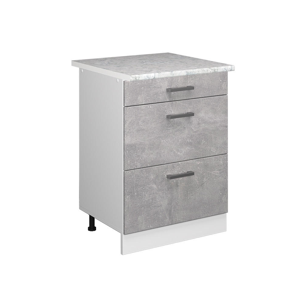 Vicco SPODNÍ SKŘÍŇKA KUCHYŇSKÉ LINKY R-Line Beton 60 cm se zásuvkami a pracovní deskou