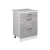 UNTERSCHRANK R-Line Beton 60 cm mit Schubladen - Weiß/Grau, Holzwerkstoff (60/81.6/60cm) - Vicco