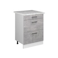 UNTERSCHRANK R-Line Beton 60 cm mit Schubladen - Weiß/Grau, Holzwerkstoff (60/81.6/60cm) - Vicco