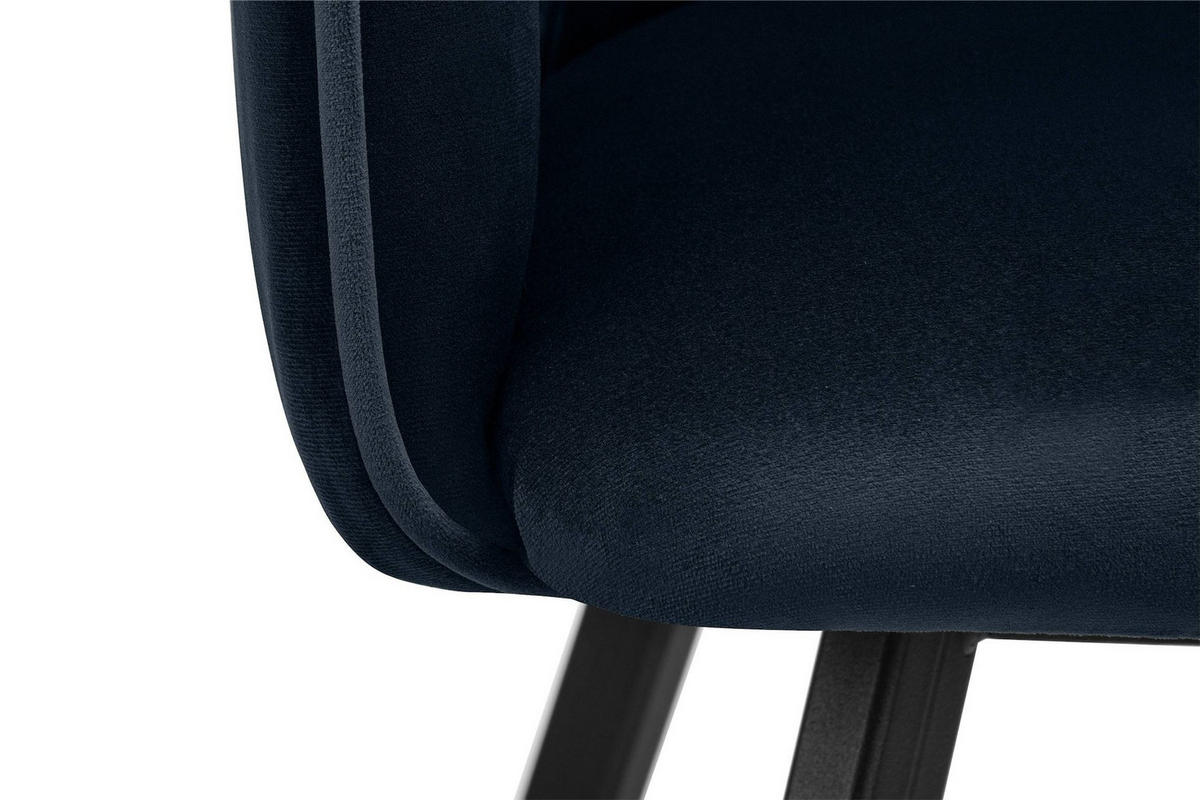 ESSZIMMERSTUHLE PYRUS 2-tlg Velours-Sitz, Dunkelblau - Schwarz/Dunkelblau, Textil/Metall (56/84/46cm) - KONSIMO®