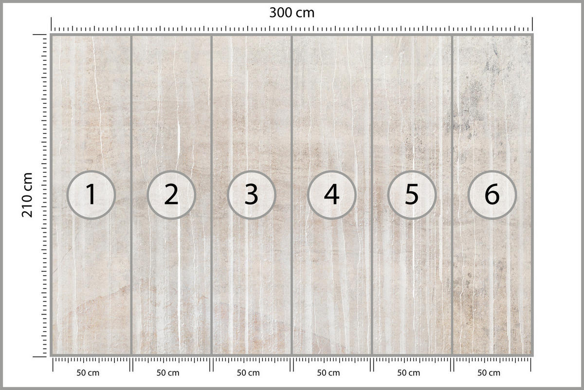 FOTOTAPETE Beton Optik Abstraktion Vintage Stil 300x210 - Beige/Braun, Papier (300/210cm) - Muralo