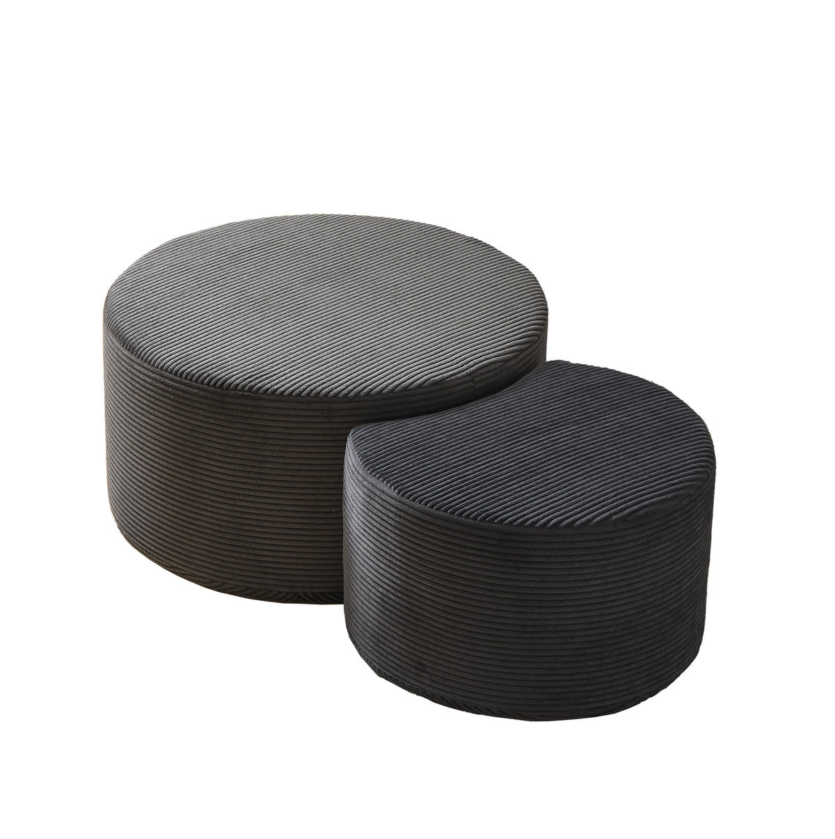 COUCHTISCH-SET 2-teilig in Schwarz aus Stoff, gepolstert und vielseitig nutzbar - Schwarz, Holzwerkstoff (127/81/40cm) - Flora Grace