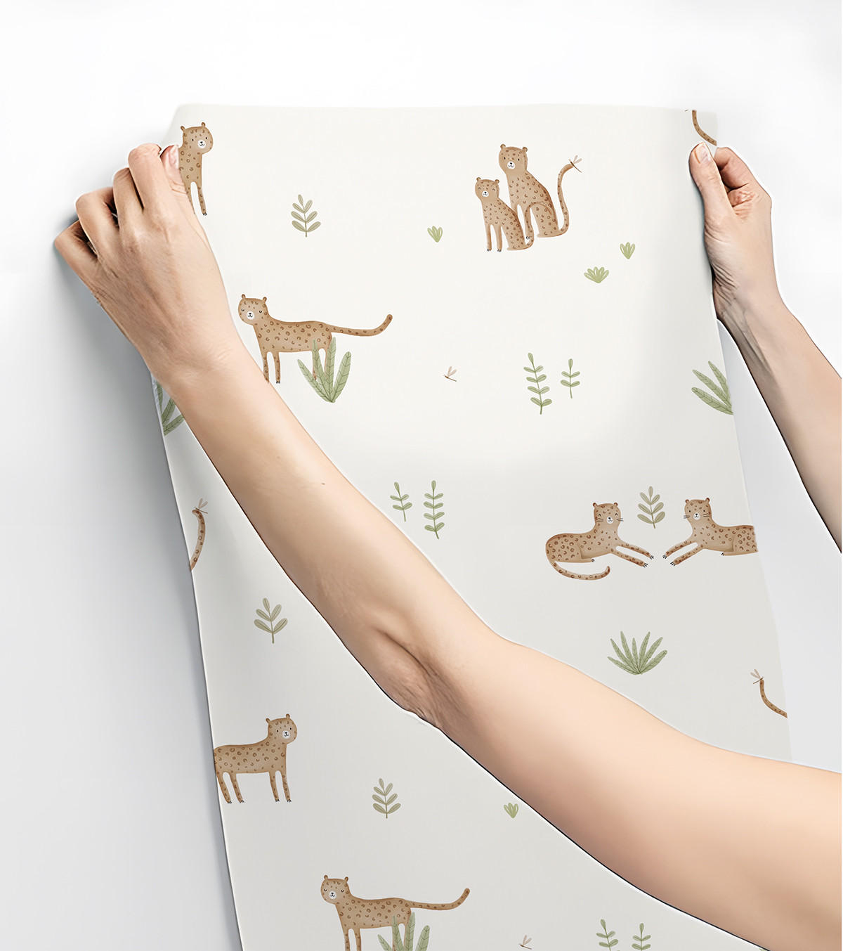 VLIESTAPETE Samburu, Leoparden und Laub 50 cm x 10 Schwarz - Beige/Hellgelb, Papier (1000/50cm) - Lilipinso